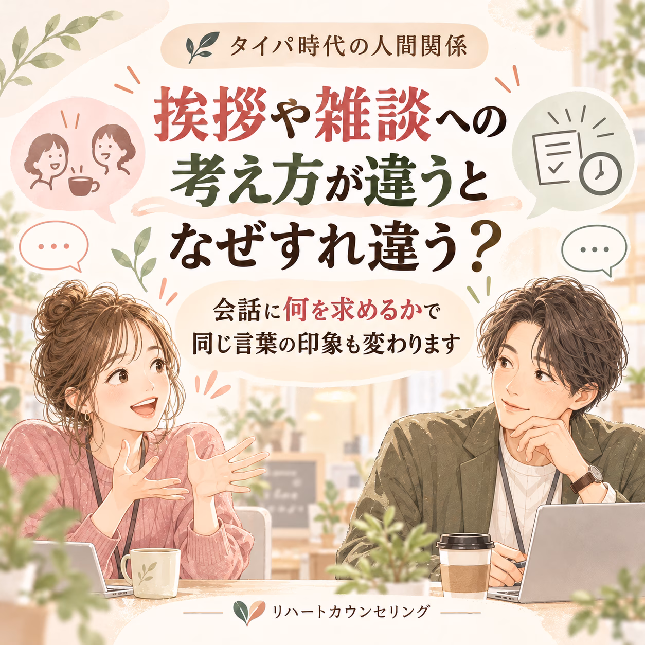 挨拶や雑談への考え方が違うと、なぜすれ違う?